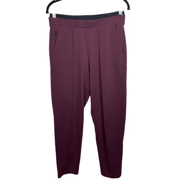 Athleta Venice Pintuck Pants Burgundy Red Pull-On Tapered Leg Small 4/6 - Picture 2 of 12